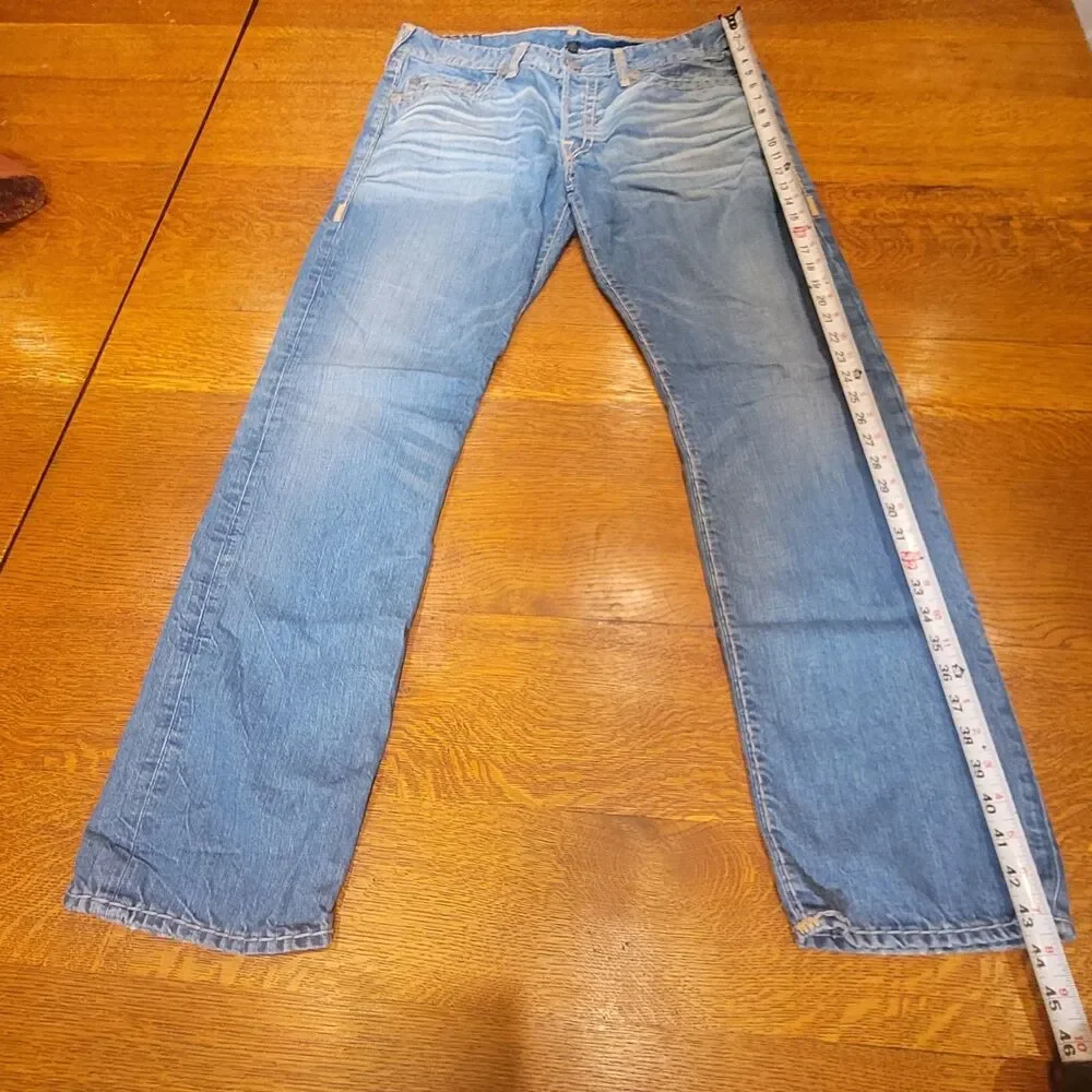 True Religion Geno Super T Mens Straight Jeans Blue 100% Cotton USA Made Size 36